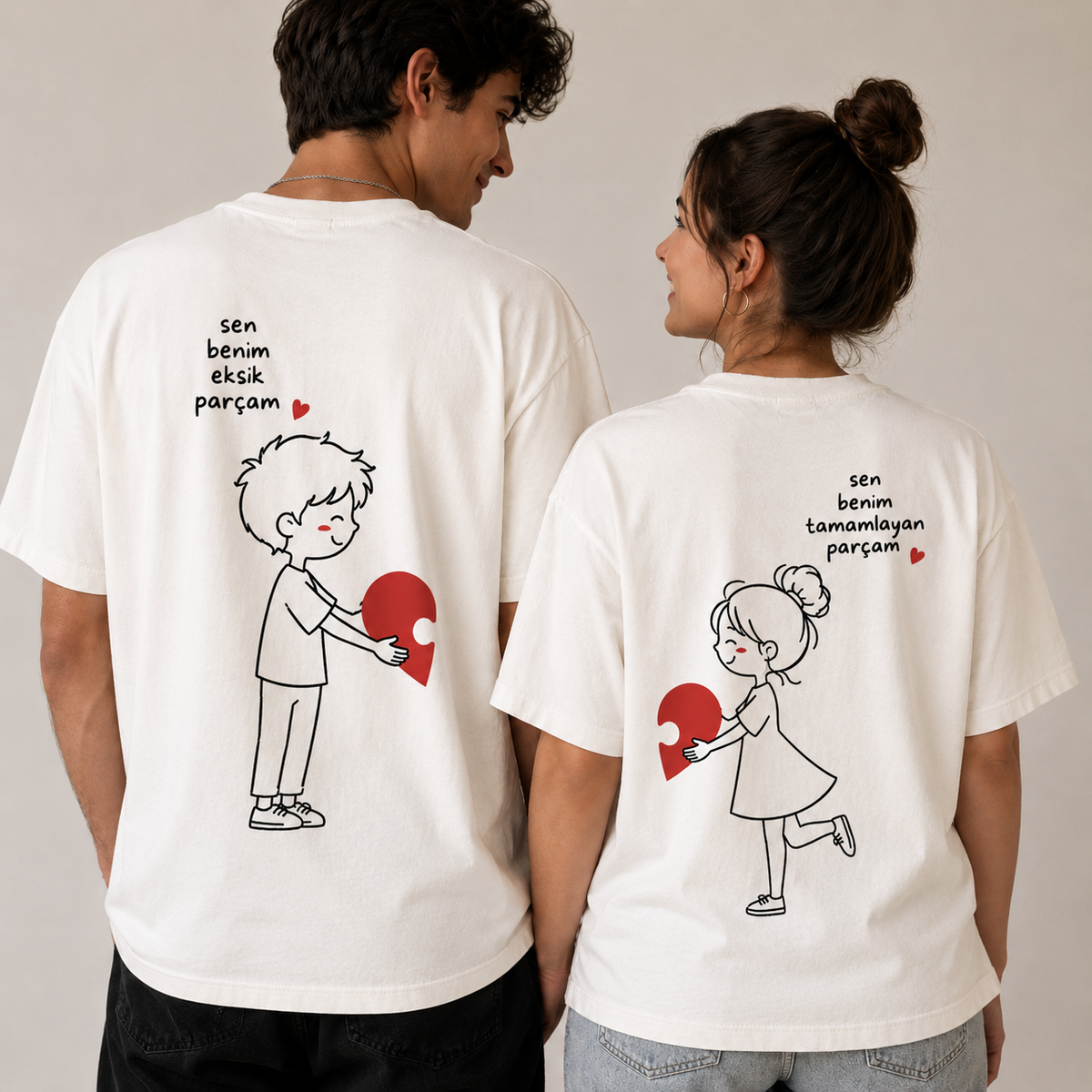 "Sen & Ben" Temalı Baskılı Premium T-Shirt